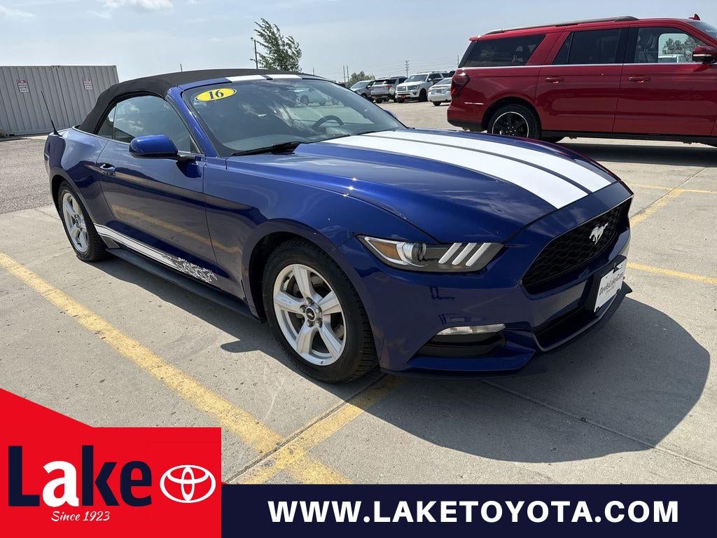 2016 Ford Mustang V6 in Deep Impact Blue Metallic — front three-quarter view