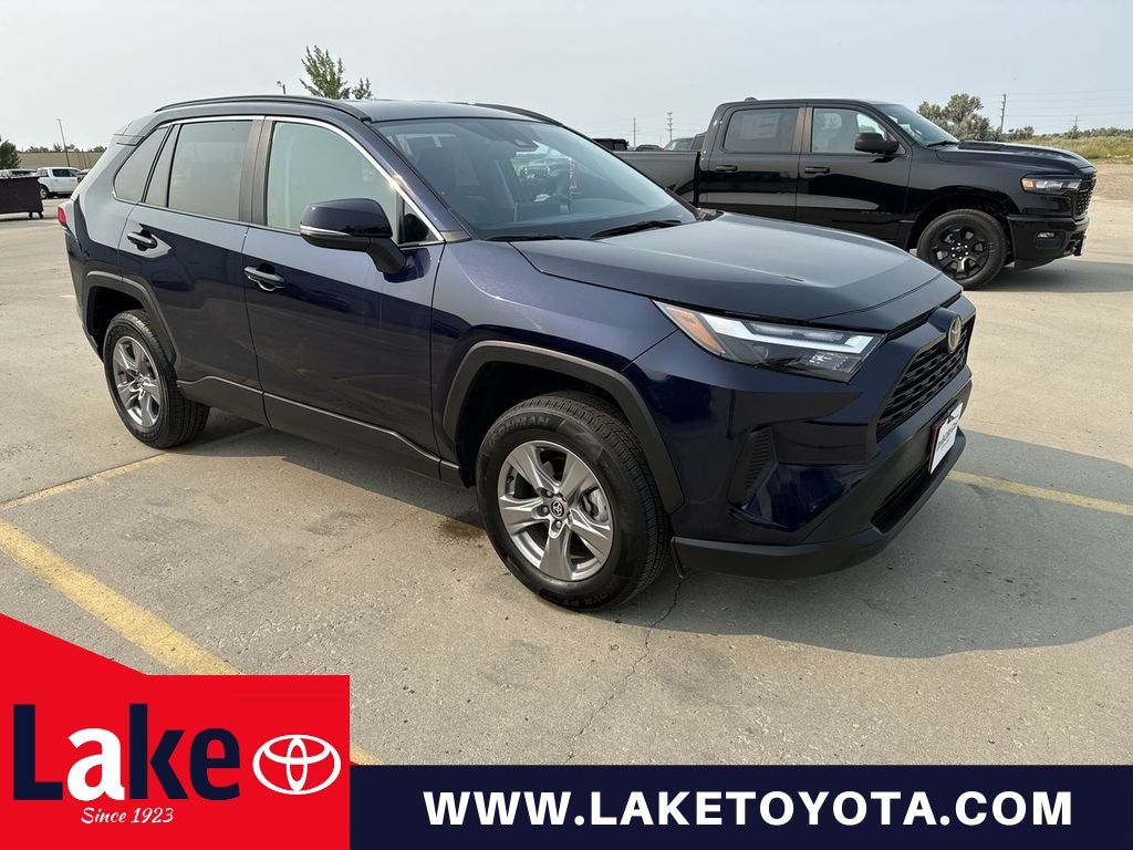 2025 Toyota RAV4 XLE in Blueprint — front three-quarter view