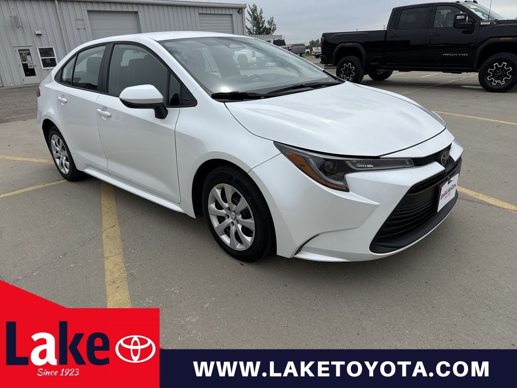2025 Toyota Corolla LE in Wind Chill Pearl — front three-quarter view