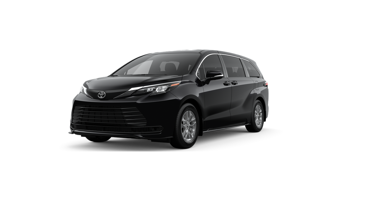 2026 Toyota Sienna LE in Midnight Black Metallic — front three-quarter view