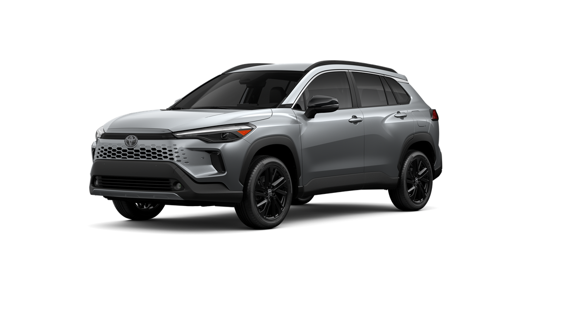 2026 Toyota Corolla Cross Hybrid XSE in Sonic Silver — front three-quarter view